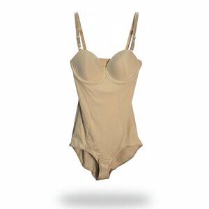 NWOT | Nude Beige Padded Underwire Shapewear Bodysuit Adjustable Straps | Medium